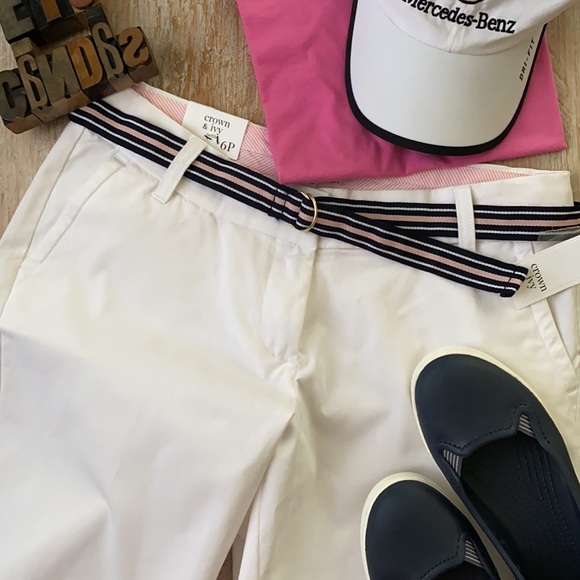 🆕CROWN & IVY Women’s White Twill Bermuda Shorts - Picture 6 of 10